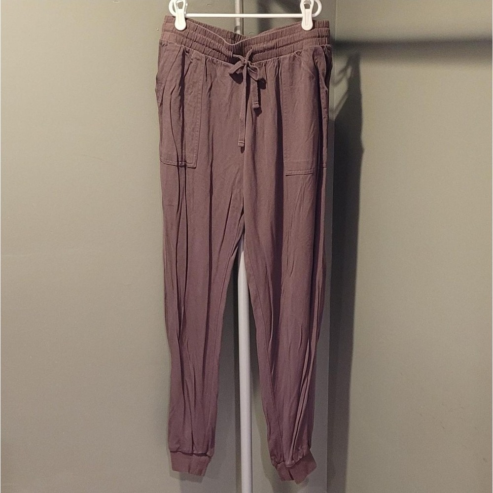 Splendid Women's Pull On‎ Jogger Pants w Pockets Size S Brown Drawstring Waist